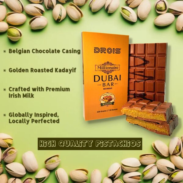 Drois Millionaire Dubai Chocolate Bar 220g(exclusive) - Image 2