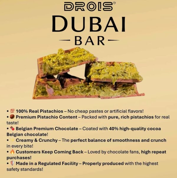 Drois Millionaire Dubai Chocolate Bar 220g(exclusive) - Image 7