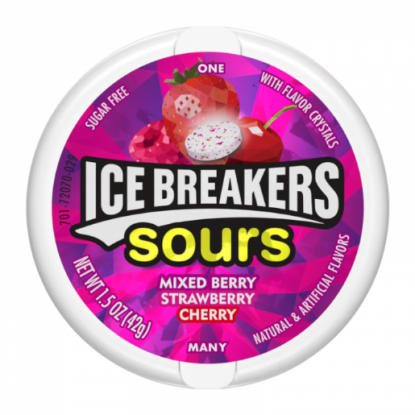 Ice Breakers Sours 42g Mixed Berry, Strawberry, Cherry